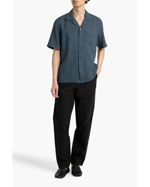 Alex Mill Blue Camp Checked Linen And Cotton-Blend Shirt for men