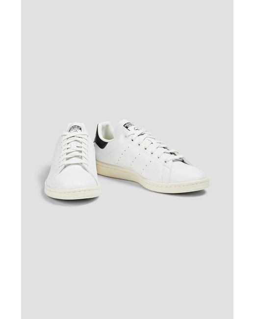 Adidas Originals White Stan Smith Faux Leather Sneakers for men