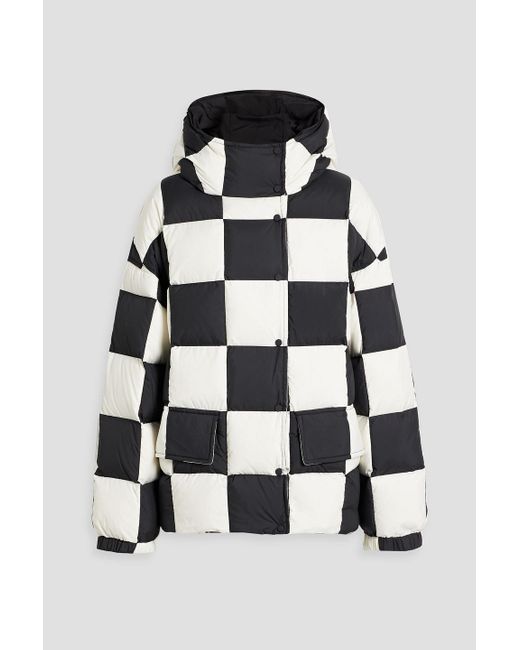 Stand Studio Black Darla Checked Shell Hooded Down Jacket