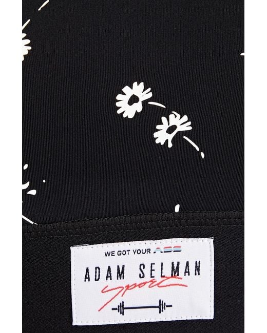 Adam Selman Sport Black Floral Print Stretch Sports Bra