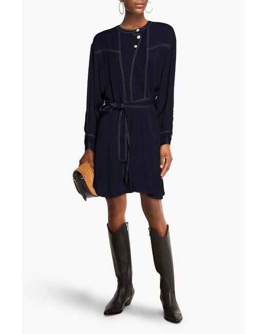 Claudie Pierlot Blue Pleated Crepe Mini Dress