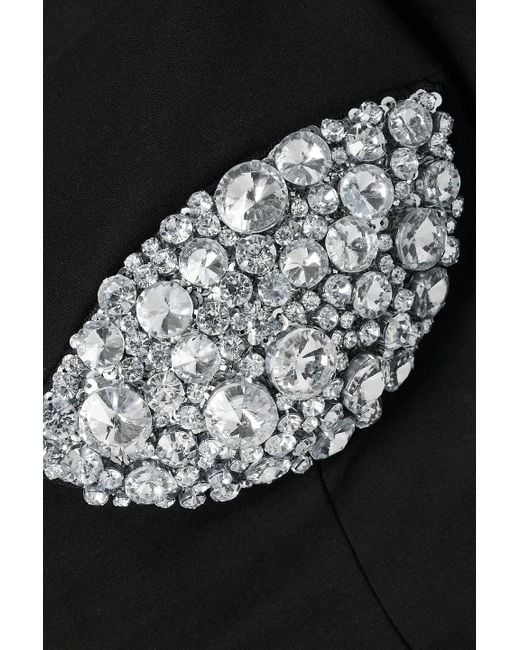 Area Black Off-the-shoulder Crystal-embellished Ponte Top