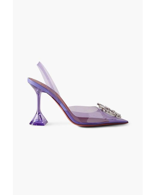 AMINA MUADDI Purple Begum Glass Crystal-embellished Pvc Slingback Pumps