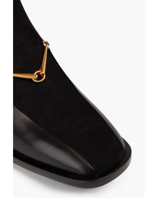 Tory Burch Black Embellished Suede And Leather Ankle Boots