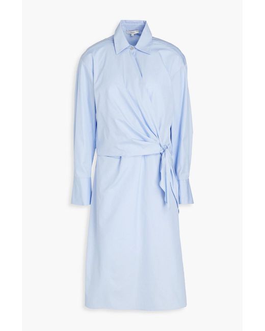 Vince Blue Wrap-effect Cotton-poplin Shirt Dress
