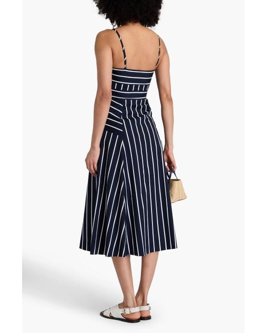 Veronica Beard Blige Striped Cotton-Blend Poplin Midi Dress in Blue | Lyst