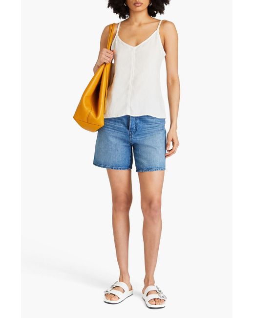 James Perse White Lyocell And Linen-blend Camisole