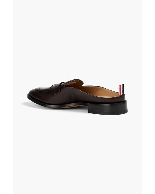 Thom Browne Black Varsity Leather Penny Loafer Mules for men