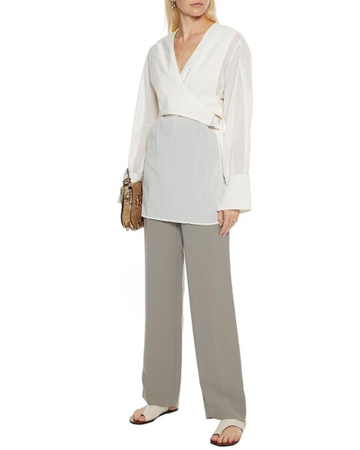 3.1 Phillip Lim Synthetic Wrap-effect Crepe De Chine Blouse in White - Lyst