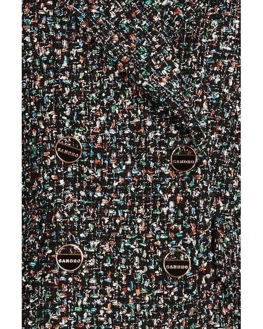 Sandro Black Zazie doppelreihige jacke aus metallic-tweed