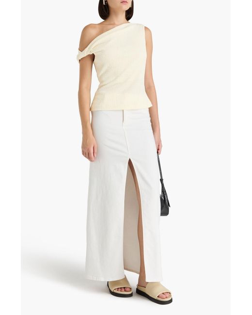 Rag & Bone Natural Lou oberteil aus stretch-seersucker mit asymmetrischer schulterpartie