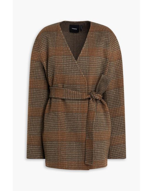 Theory Brown Checked Wool And Cashmere-Blend Jacket
