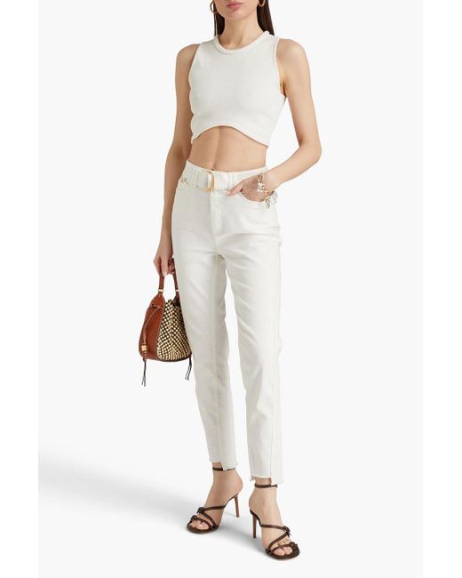 Aje. White Elm Cropped Knitted Top