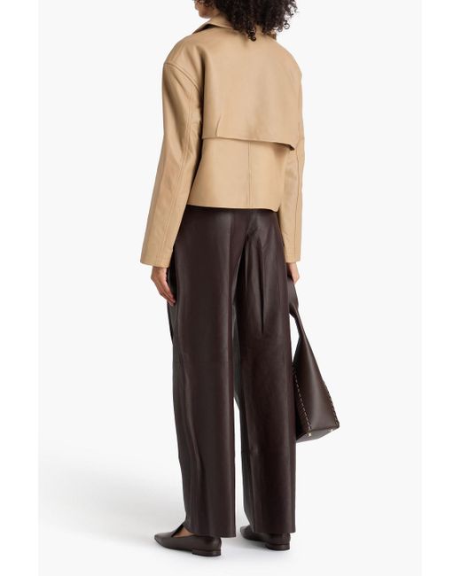 Theory Natural Double-breasted Leather Jacket