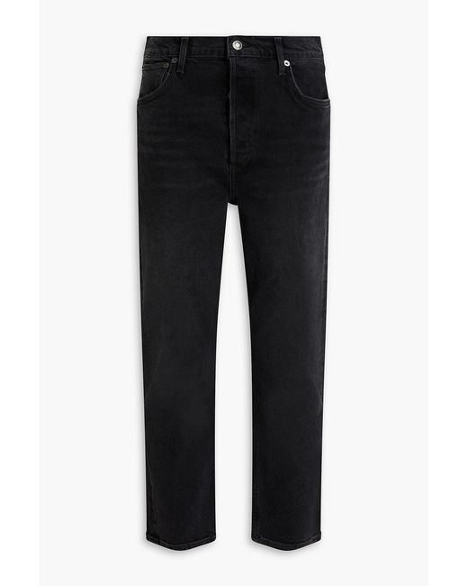 Agolde Black Riley Cropped High-rise Straight-leg Jeans