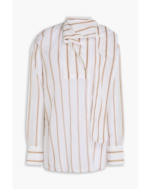 Totême White Striped Cotton And Silk-blend Organza Blouse