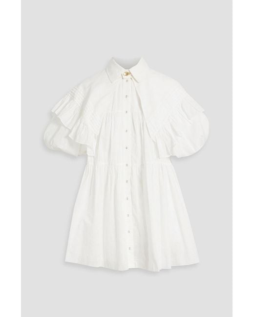 Aje. White Pablo Tiered Cotton-mousseline Mini Shirt Dress