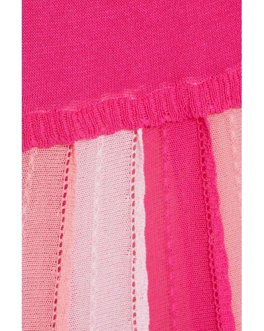 RED Valentino Pink Ruffled Pointelle-knit Cotton Midi Dress