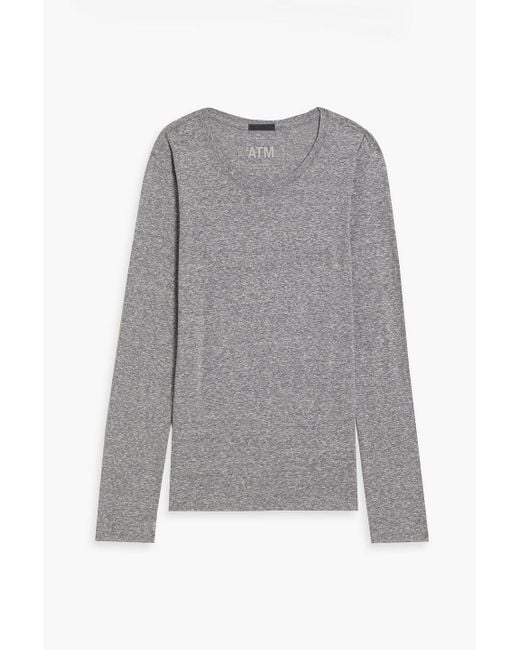 ATM Gray Slub Cotton-blend Jersey Top