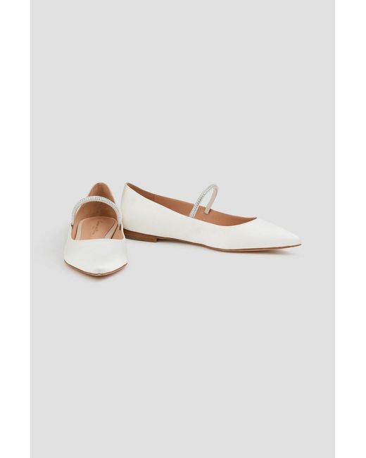 Gianvito Rossi Crystal-Embellished Satin Mary Jane Flats in White | Lyst UK