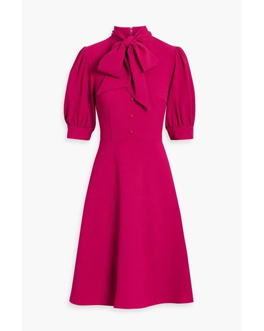 Mikael Aghal Pink Pussy-Bow Crepe Dress
