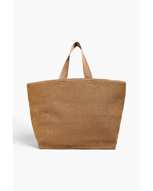Sandro Brown Leather-Trimmed Raffia Tote for men