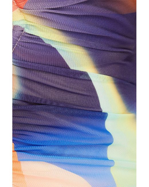 Nicholas Blue Alanna Strapless Cropped Printed Stretch-mesh Top