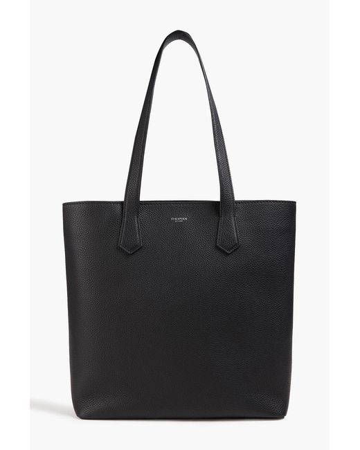 Serapian Black Pebbled-leather Tote for men