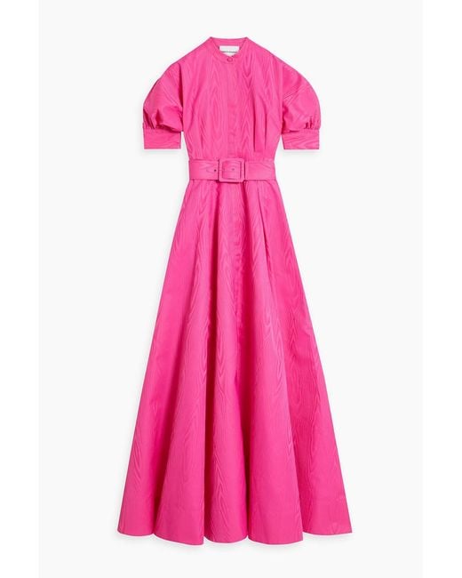 Rebecca Vallance Pink Lyla Belted Moire Maxi Dress