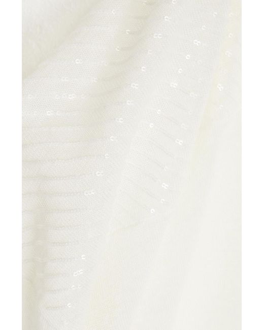 Brunello Cucinelli White Sequined Linen-blend Cardigan