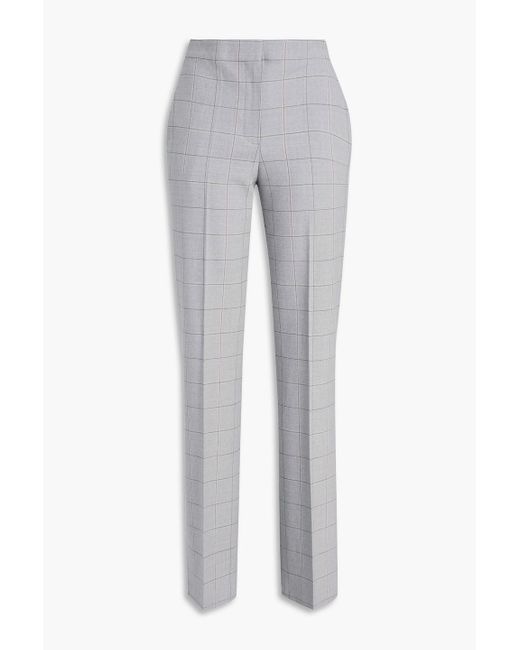 Maje Gray Checked Wool-blend Straight-leg Pants