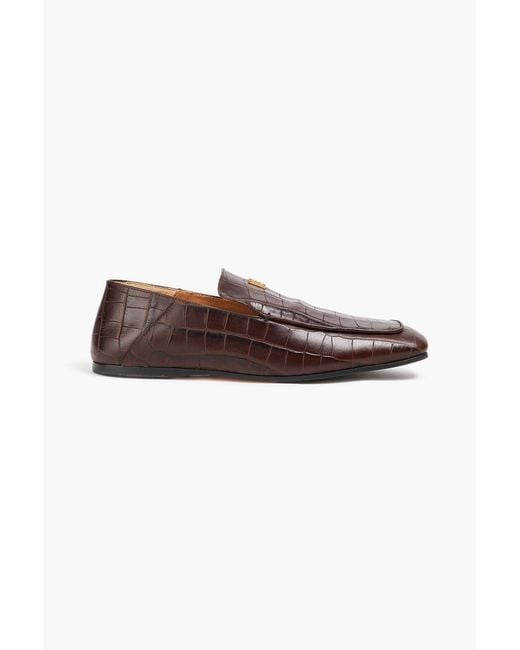 By Malene Birger Brown Tresina Croc-Effect Leather Loafers