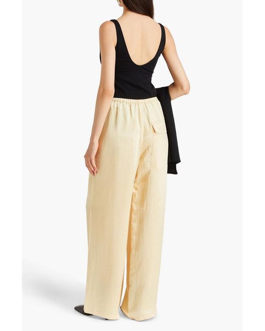 Tibi Natural Satin-twill Wide-leg Pants