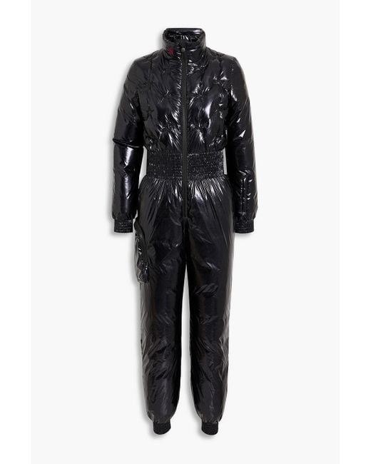 Perfect Moment Black Embroidered Quilted Ski Suit