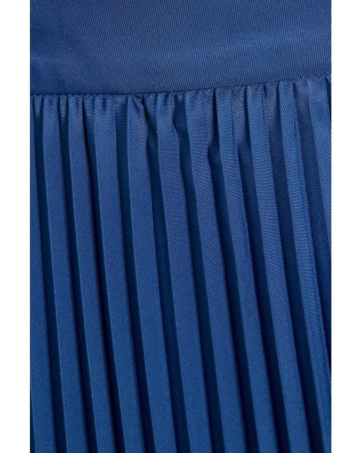Max Mara Blue Pleated Sateen Maxi Skirt