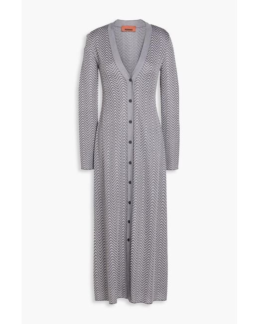 Missoni Gray Metallic Crochet-Knit Cardigan