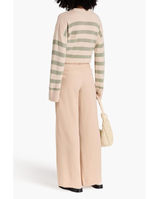 10 Crosby Derek Lam Natural Pleated Satin-crepe Wide-leg Pants