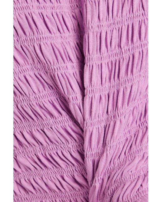 Veronica Beard Pink Langston oberteil aus baumwoll-jersey mit raffung