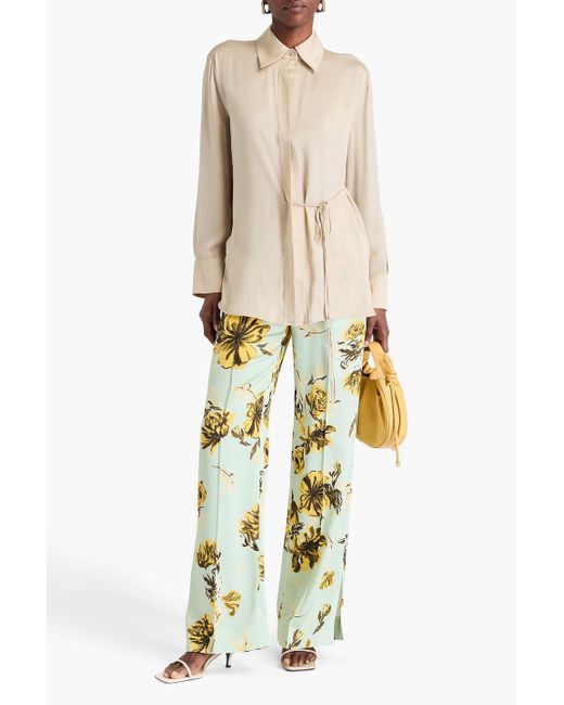 Nicholas Natural Tie-detailed Silk-blend Satin Shirt