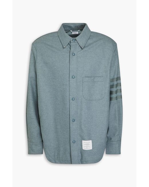 Thom Browne Blue Striped Wool And Cashmere-Blend Flannel Overshirt for men