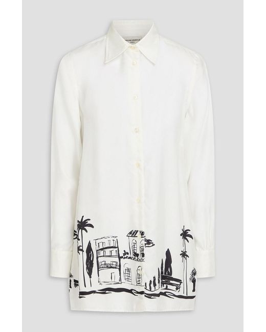 Officine Generale White Catherine Printed Silk-Twill Shirt