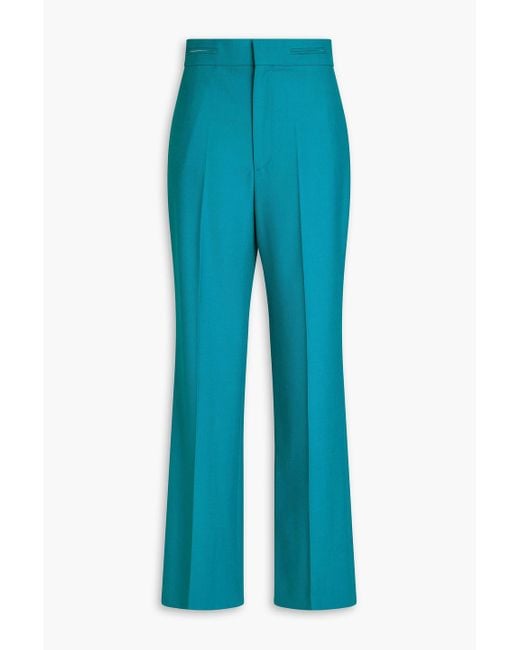 Victoria Beckham Blue Twill Straight-Leg Pants