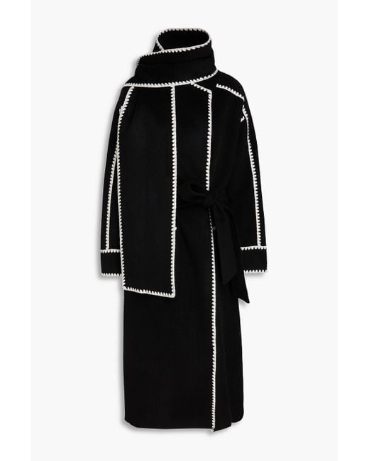 Maje Black Wool-Blend Felt Coat