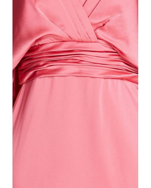 THEIA Pink Pleated Satin Dress