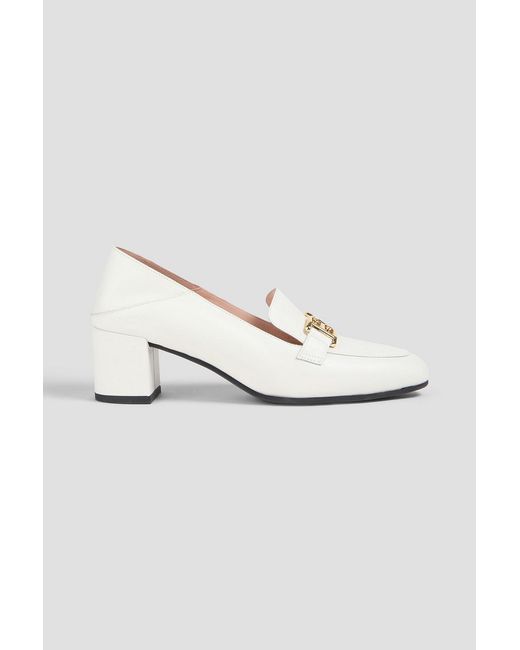Bally White Bekla 50 Embellished Leather Collapsible-Heel Pumps
