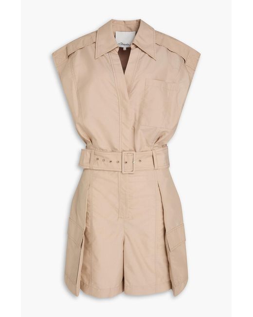 3.1 Phillip Lim Natural Belted Cotton-Blend Poplin Playsuit
