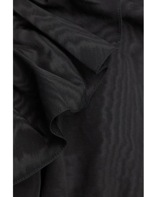 Alessandra Rich Black Cropped Ruffled Moire Top