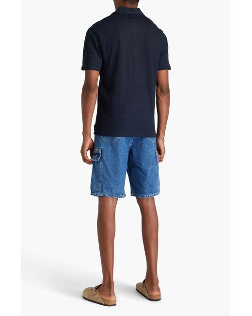 Rag & Bone Blue Mélange Linen-jersey Polo Shirt for men