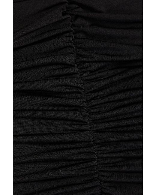 Victoria Beckham Black Gerafftes oberteil aus glänzendem jersey mit cut-outs