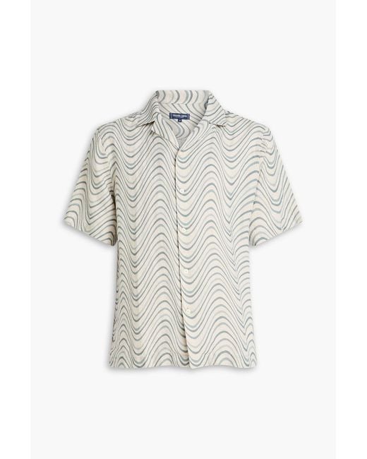 Frescobol Carioca White Roberto Printed Linen Shirt for men